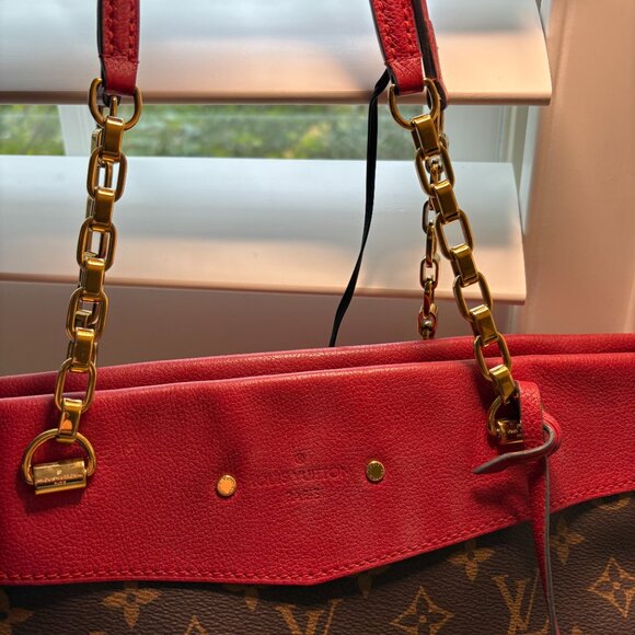 Louis Vuitton Brown and Red Monogram Tote - Picture 13 of 16